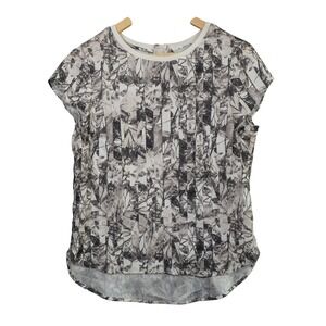 H&M Shirt Women's Size 8 Hi-Low‎ with Back Zipper Floral Striped Pattern
